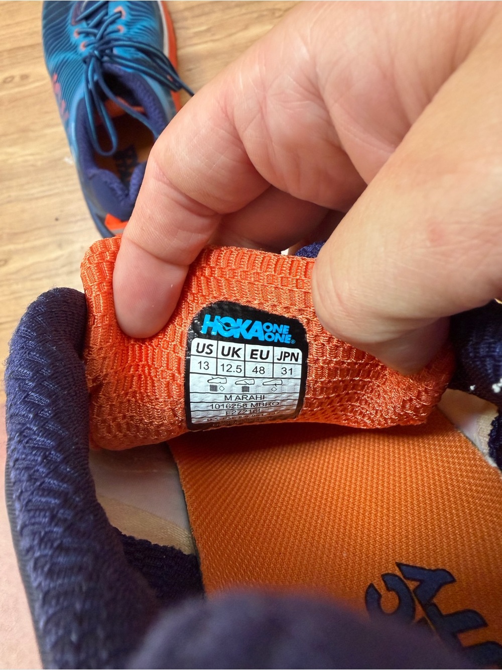 Hoka Men's Navy Teal Orange Road-Running Trainers - Picture 6 of 7